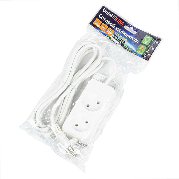 Удлинитель Uniel Ultra 2гн х 3м б/з S-CU2-3 White UL-00009977