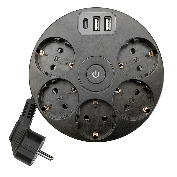 Удлинитель Stekker Comfort 5гн 2USB+С 2,5м с/з Comfort HM10-51-01 49656