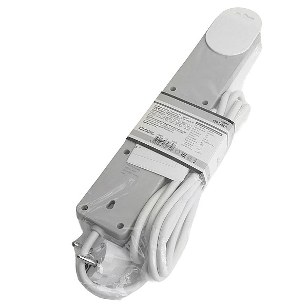 Сетевой фильтр 5-местный с/з STEKKER HM20-51-03 3x1мм2, 3 м, серия Optima, белый