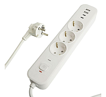 Сетевой фильтр 3-местный с/з и 2 USB-A+2 Type-C Stekker Nova HM21-31-02 50099