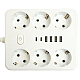 Удлинитель 6-местный c/з 3x1 мм2, 3 м, 250В, 10А, 4USB+2Type-C 2,4А, серия Home plus, белый STEKKER HM09-66-02 49982