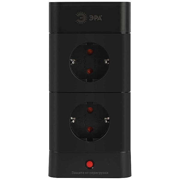 Сетевой фильтр ЭРА TWR-8es-1,5m-4USB-B башня с защитой заземлением с выключателем 8 розеток+4xUSBA+C 1,5м 16А черный Б0069072