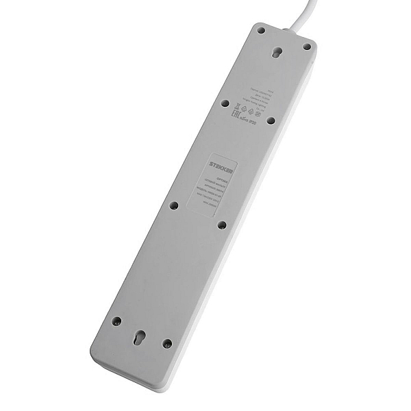 Сетевой фильтр 5-местный с/з STEKKER HM20-51-03 3x1мм2, 3 м, серия Optima, белый
