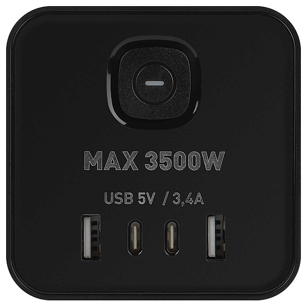 Сетевой фильтр ЭРА TWR-8es-1,5m-4USB-B башня с защитой заземлением с выключателем 8 розеток+4xUSBA+C 1,5м 16А черный Б0069072