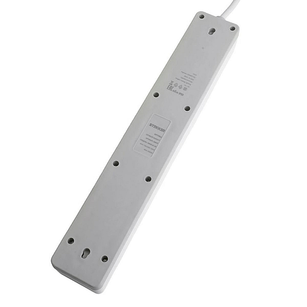 Сетевой фильтр 6-местный с/з STEKKER HM20-61-02 3x1мм2, 1,8 м, серия Optima, белый