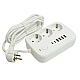 Удлинитель 3-местный c/з 3x1 мм2, 3 м, 250В, 10А, 4USB+2Type-C 2,4А, серия Home plus, белый STEKKER HM09-36-02 49979