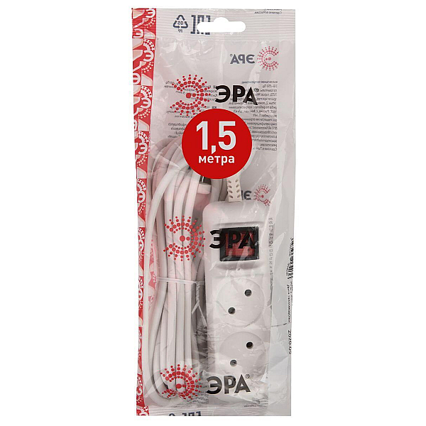 Удлинитель ЭРА 2гн 1,5м б/з U-2s-1,5m-2x1 Б0044046