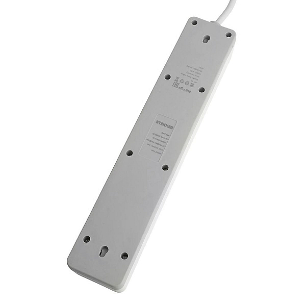 Сетевой фильтр 5-местный с/з STEKKER HM20-51-02 3x1мм2, 1,8 м, серия Optima, белый