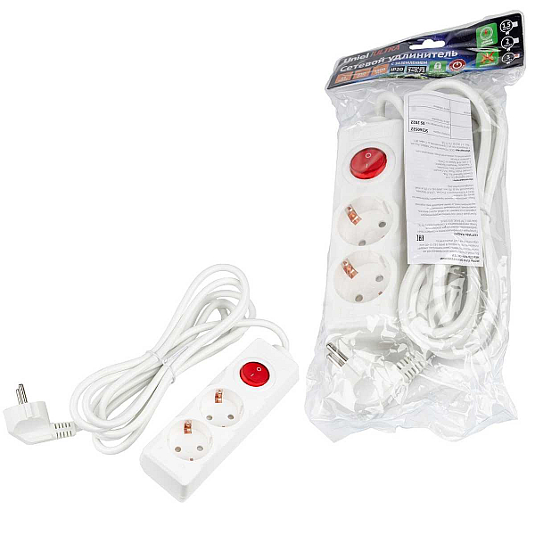 Удлинитель Uniel Ultra 2гн х 3м с/з S-GCU2-3B White UL-00010010