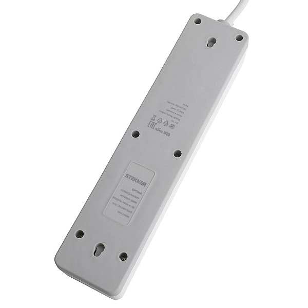 Сетевой фильтр 4-местный с/з STEKKER HM20-41-02 3x1мм2, 1,8 м, серия Optima, белый