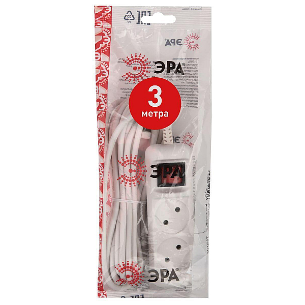 Удлинитель ЭРА 2гн 3м б/з U-2s-3m-2x1 Б0044047