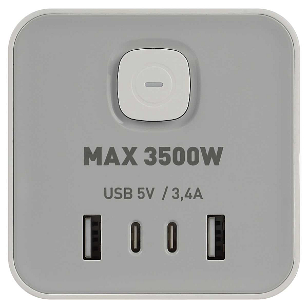 Сетевой фильтр ЭРА TWR-8es-1,5m-4USB-W башня с защитой заземлением с выключателем 8 розеток+4xUSBA+C 1,5м 16А белый Б0069071