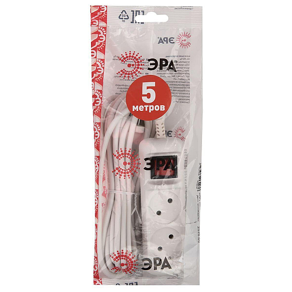 Удлинитель ЭРА 2гн 5м б/з U-2s-5m-2x1 Б0044048