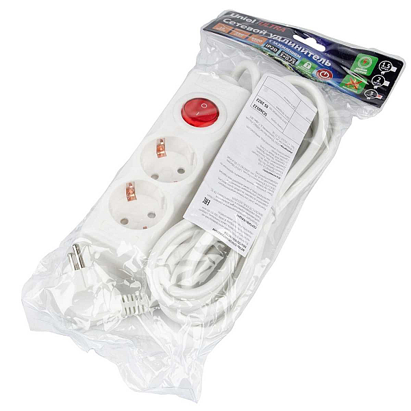 Удлинитель Uniel Ultra 2гн х 3м с/з S-GCU2-3B White UL-00010010