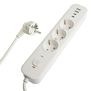 Сетевой фильтр 3-местный с/з и 2 USB-A+2 Type-C 3 Stekker Nova HM21-31-05 50101