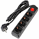 Удлинитель Uniel Ultra 4гн х 3м с/з S-GCU4-3B Black UL-00010023