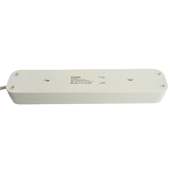 Удлинитель 4-местный с/з с выключ. Stekker HM071-41-03 3x1мм2, 3м, 250В, 16А, 1USB+2C, 2.4A Home, белый 50140