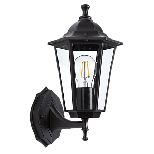Уличный настенный светильник ЭРА Веледа GBW-104-BL-0360 230В Е27 IP54 чёрный вверх Б0071476