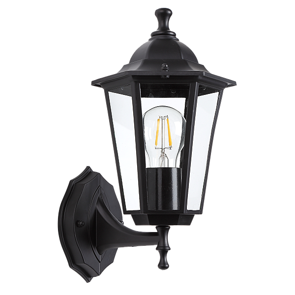 Уличный настенный светильник ЭРА Веледа GBW-104-BL-0360 230В Е27 IP54 чёрный вверх Б0071476