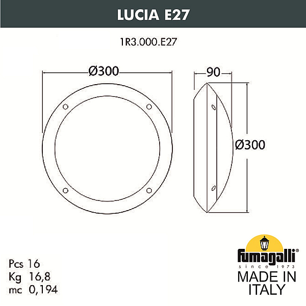 Уличный настенный светильник Fumagalli Lucia 1R3.000.000.AYE27PK1