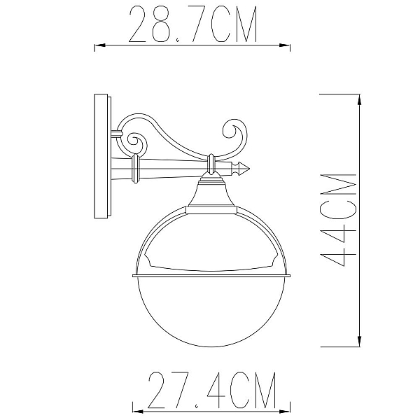 Уличный настенный светильник Arte Lamp Monaco A1492AL-1BK