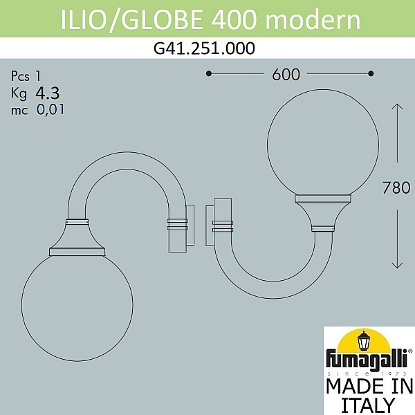 Уличный настенный светильник Fumagalli Globe G41.251.000.AZE27