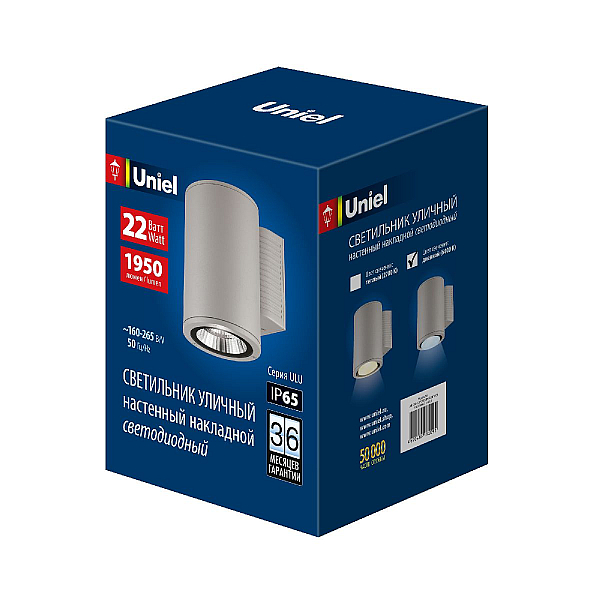 Уличный настенный светильник Uniel ULU-S21С-22W/6400K IP65 LIGHT GREY UL-00011083