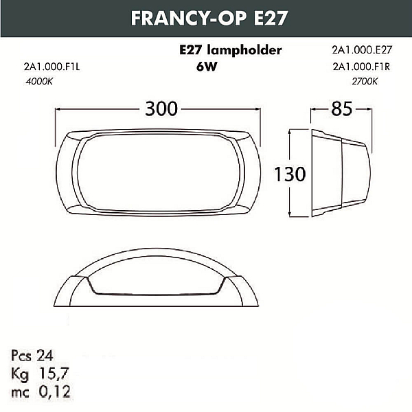 Уличный настенный светильник Fumagalli Francy-ОP 2A1.000.000.LYF1R