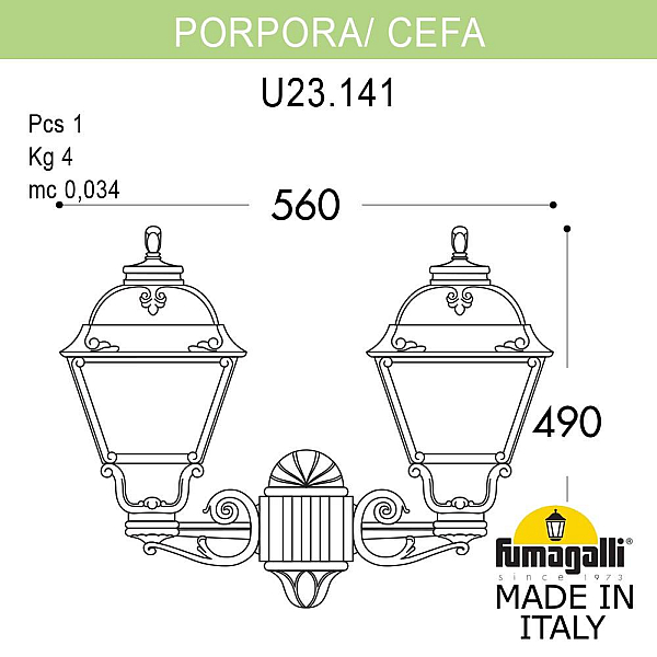 Уличный настенный светильник Fumagalli PORPORA/CEFA U23.141.000.WYE27