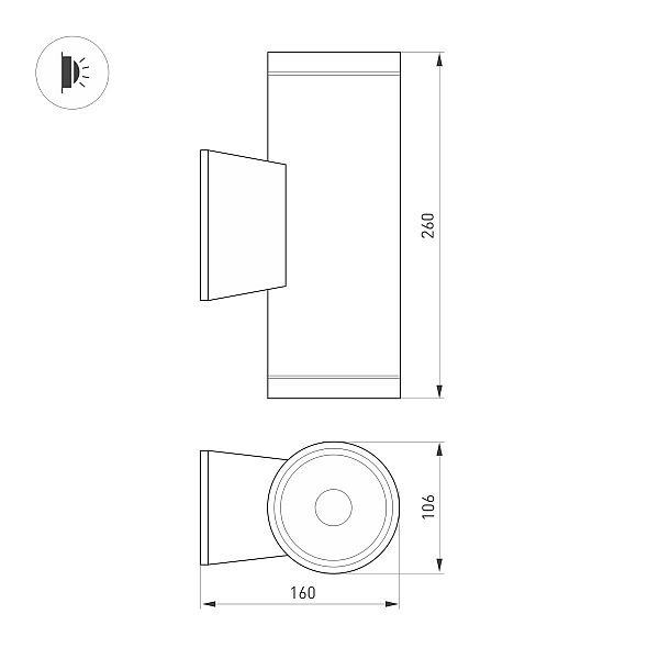 Уличный настенный светильник Arlight LGD-WALDER-R106-2x18W Day4000-MIX (Черный, 40 deg, 230V) (IP65 Металл) 060961