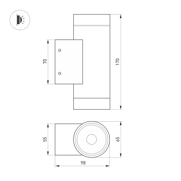 Уличный настенный светильник Arlight LGD-RAY-TWIN-R65-2x9W Day4000 (Серый, 23 deg, 230V) (IP65 Металл) 044850(1)
