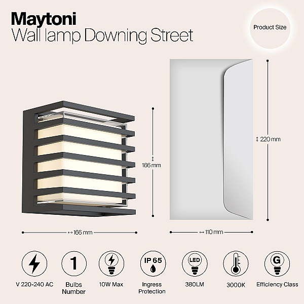 Уличный настенный светодиодный светильник Maytoni Downing Street O020WL-L10B4K