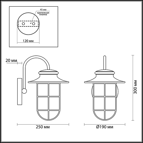 Уличный настенный светильник Odeon Light Nature Helm 4171/1W
