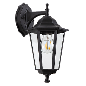 Уличный настенный светильник ЭРА Веледа GBW-104-1-BL-0360 230В Е27 IP54 чёрный вниз Б0071477