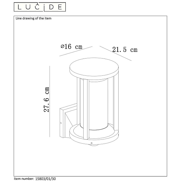Уличный настенный светильник Lucide Cadix 15803/01/30