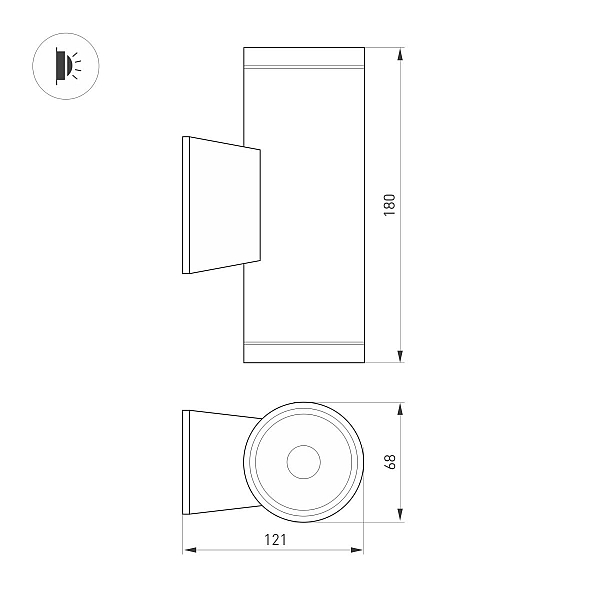 Уличный настенный светильник Arlight LGD-WALDER-R68-2x7W Day4000-MIX (Черный, 40 deg, 230V) (IP65 Металл) 060954