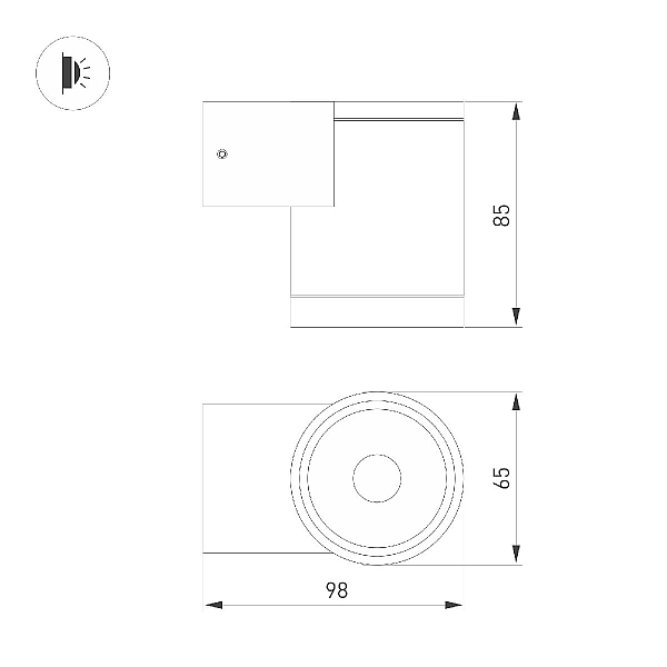 Уличный настенный светильник Arlight LGD-RAY-WALL-R65-9W Day4000 (GR, 23 deg, 230V) 044852