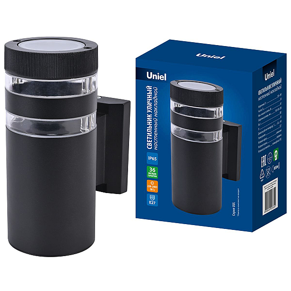 Уличный настенный светильник Uniel UUL-S19A 60W/E27 IP65 BLACK UL-00012920