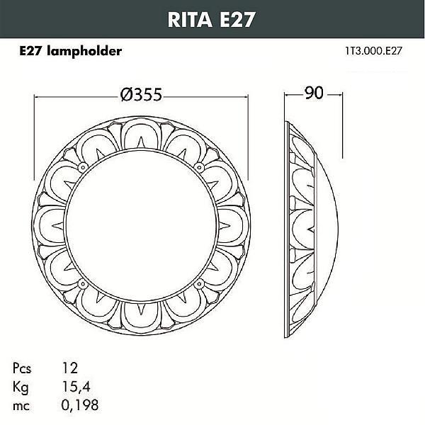 Уличный светильник Fumagalli Rita 1T3.000.000.BYE27