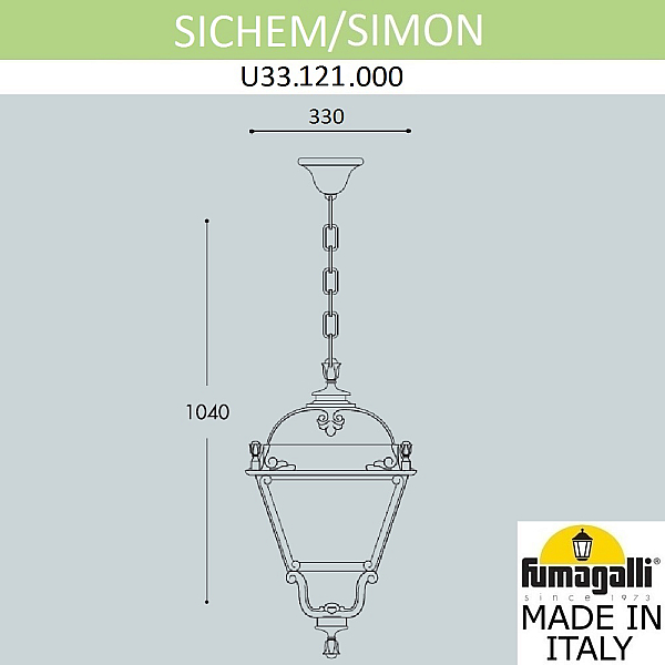 Подвесной уличный светильник Fumagalli Simon U33.121.000.AYH27