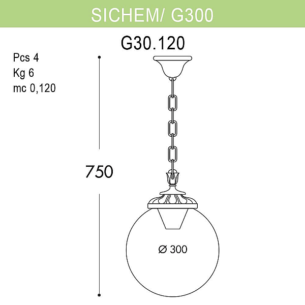 Уличный подвесной светильник Fumagalli Sichem/G300 G30.120.000.AYE27