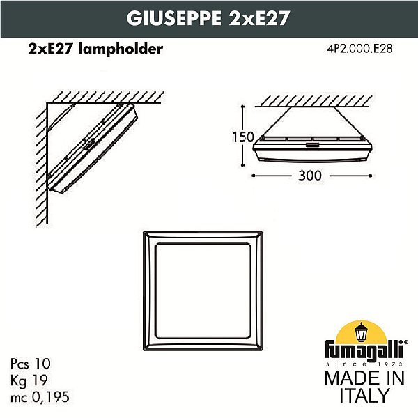 Уличный потолочный светильник Fumagalli Guizeppe 4P2.000.000.BYF1R