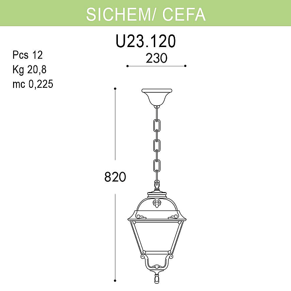 Уличный подвесной светильник Fumagalli Sichem/Cefa U23.120.000.AXF1R