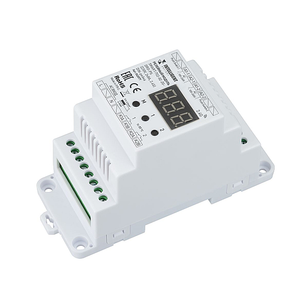 Релейный модуль Arlight SMART-702-82-2G-DRO-PS (230V, 2x8A, 2.4G) DIN-рейка (IARL, IP20 Пластик) 062077