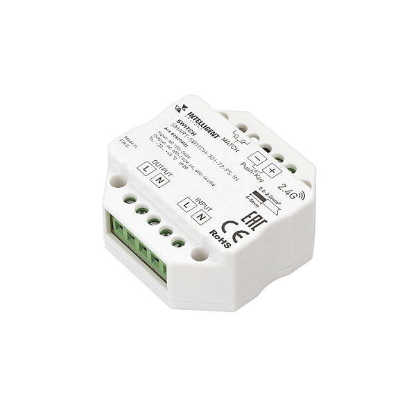 Релейный модуль Arlight SMART-SWITCH-701-72-PS-IN  (230V, 1x6A, 2.4G) (IARL, IP20 Пластик) 028299(2)