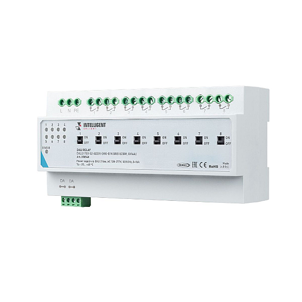 Релейный модуль Arlight DALI2-708-82-ADDR-DRO-DIN Grey (230V, 8x16A) 050548