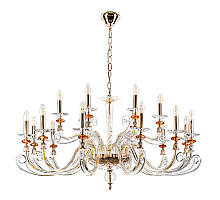 Подвесная люстра Crystal lux CATARINA SP12+6 V2 GOLD/TRANSPARENT-COGNAC