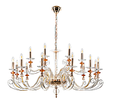 Подвесная люстра Crystal lux CATARINA SP12+6 V2 GOLD/TRANSPARENT-COGNAC