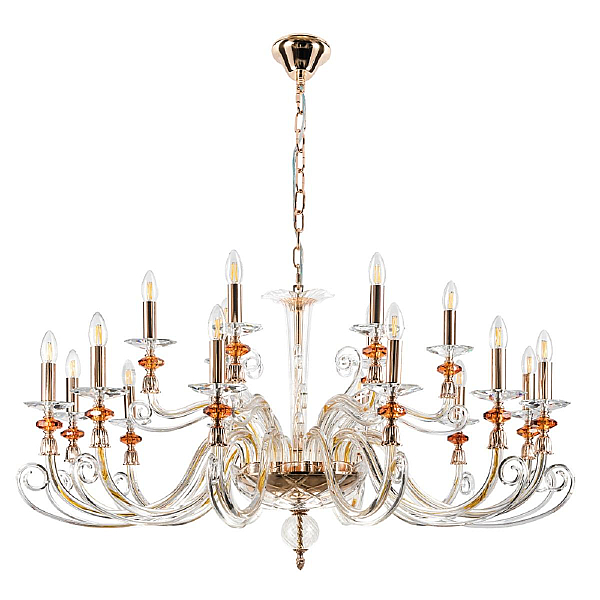 Подвесная люстра Crystal Lux Catarina SP12+6 V2 Gold/Transparent-Cognac