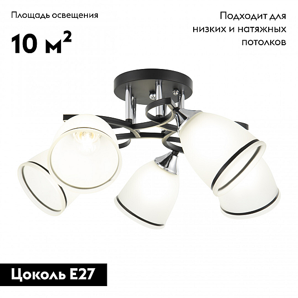 Потолочная люстра Arte Milano Amalfi 325885/5A BK+CR